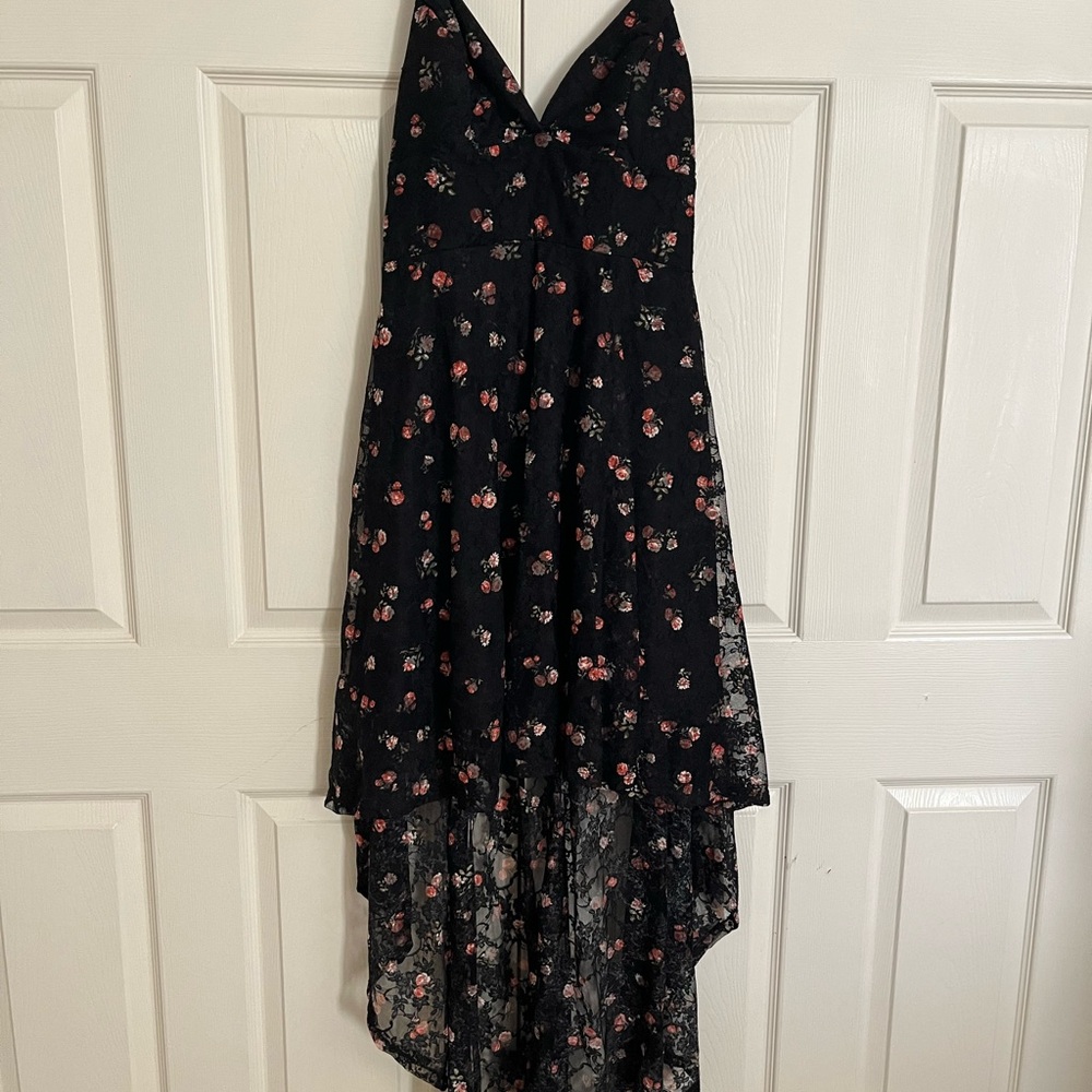 Disney Black Floral High Low Dress - Juniors